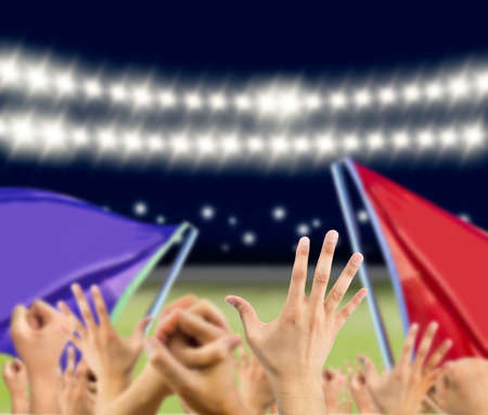 fans support their team and celebrate goal score victoryの写真素材