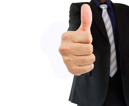 businessman with thumb up isolated over white backgroundの写真素材
