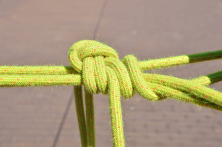 closeup of a great knot on a climbing rope