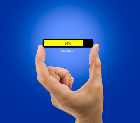 Hand showing a loading icon