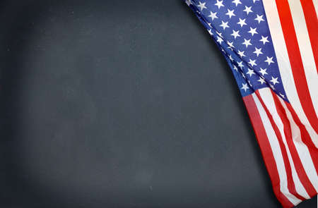 Close-up of american flag on a blackboardの写真素材