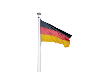 Shot of the German flag blowing in the windの写真素材
