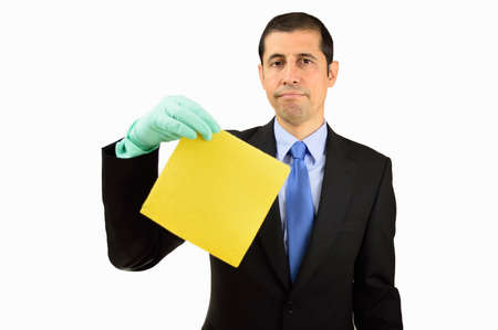 Man who does not do housework with white backgroundの写真素材