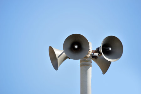 Outdoor public address loudspeakersの写真素材