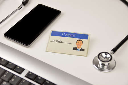 Shot of a identification doctor sign at hospitalの写真素材