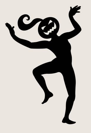 Halloween dancer silhouette pose, dancing shadow illustration styleのイラスト素材
