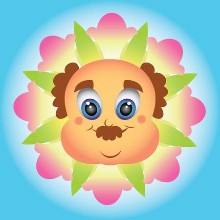Cartoon character and ornamentのイラスト素材
