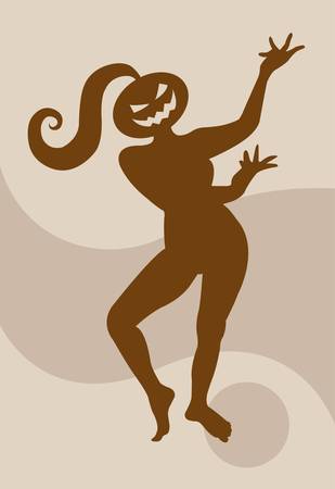 Halloween dancer silhouette pose, dancing shadow illustration styleのイラスト素材