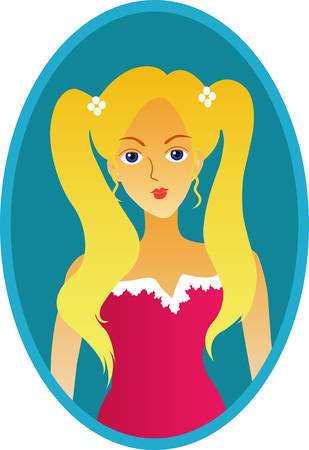 glamor girl cartoon character for icon, symbol, mascot web designのイラスト素材