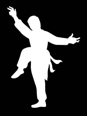 beautiful martial shadow movement, silhouette kungfu のイラスト素材