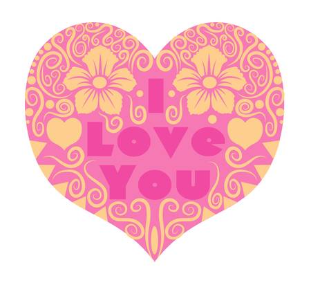 decorative heart with flora ornament, for valentine cardのイラスト素材