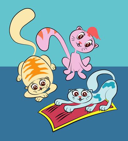 funny cat cartoon character, children cover book designのイラスト素材