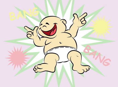 Happy baby 5, funny cartoon character, children cover book designのイラスト素材