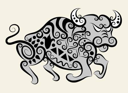 Decorative bull ornamentのイラスト素材