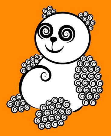 Panda curly decorativeのイラスト素材