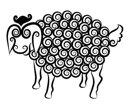 Cute sheep curl decorative のイラスト素材