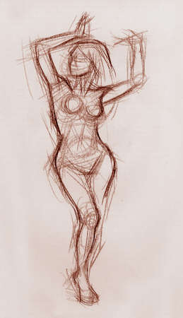 Sexy girl 1 artistic pencil sketchの写真素材
