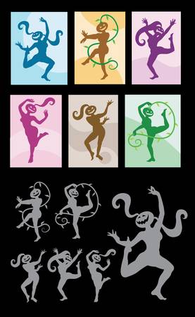Dancing pumpkins 2 set のイラスト素材