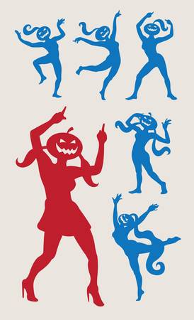 Dancing pumpkins 1 set  のイラスト素材