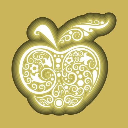 Apple floral icon vectorのイラスト素材