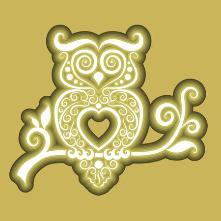 Owl floral icon vectorのイラスト素材