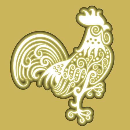 Rooster floral icon vectorのイラスト素材