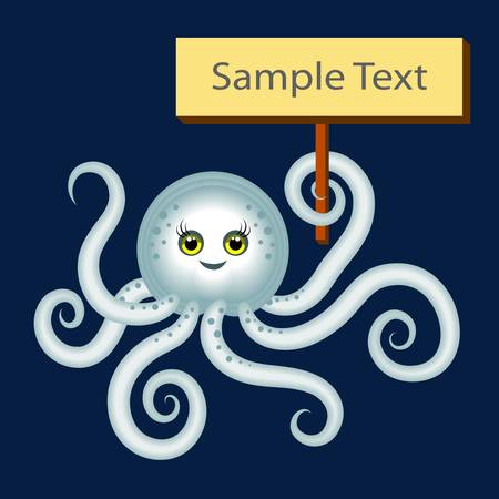 Octopus with sign boardのイラスト素材