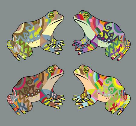 Colorful frog ornament vectorのイラスト素材