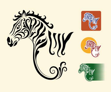 Zebra symbol and three alternative colors designのイラスト素材