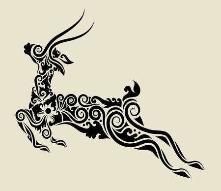 Deer ornament vector, for t-shirt, christmas event, or tattoo designのイラスト素材