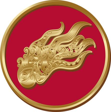 Golden octopus coinのイラスト素材