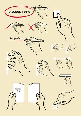 Vintage hand signs artistic drawing のイラスト素材