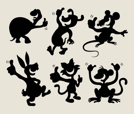 Thumb up animals silhouette 1のイラスト素材