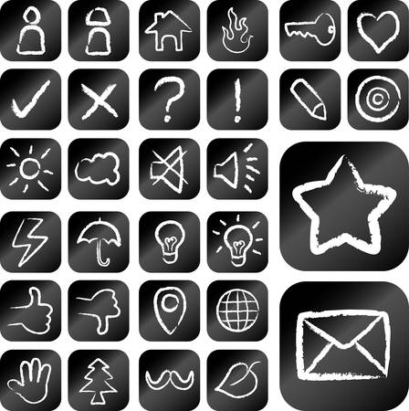 Icons chalk drawing vector setのイラスト素材