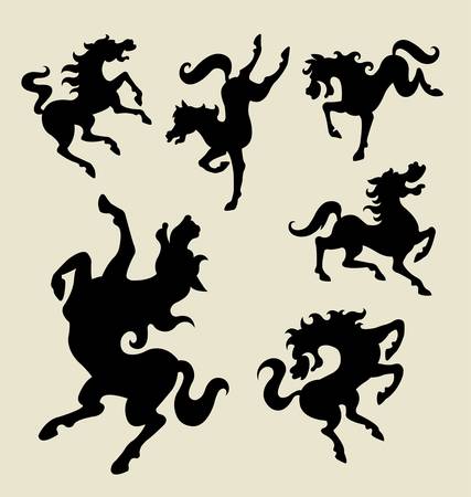 Beautiful horse dancing, six movement poses  のイラスト素材