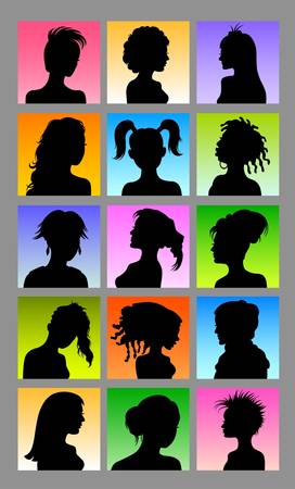 Avatars - Female Character Silhouettesのイラスト素材