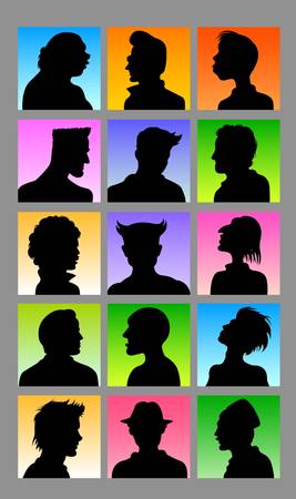 Avatars - Male Character Silhouettesのイラスト素材