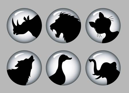 Animal Silhouette Icons black   white 1のイラスト素材