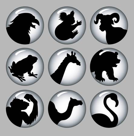 Animal Silhouette Icons Black   White 3のイラスト素材