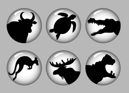 Animal Silhouette Icons black   white 2のイラスト素材