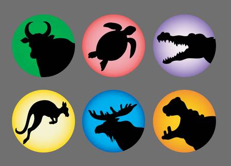 Animal Silhouette Icons color 2のイラスト素材