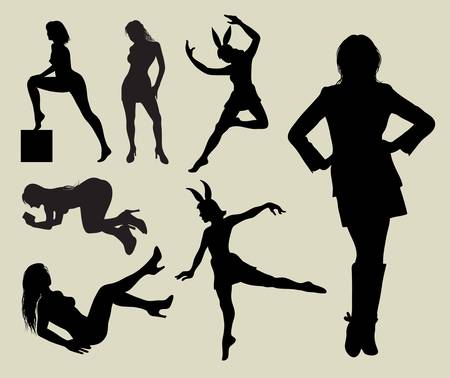 Sexy Girl Silhouettes  Smooth and detail silhouette Easy to edit and change color のイラスト素材