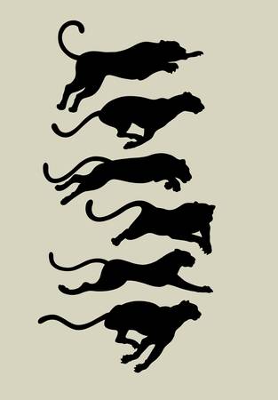 Leopard Running Silhouettes のイラスト素材