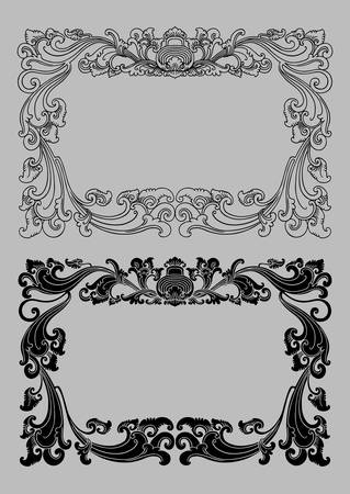 Balinese Ornament Frame 2a  Blank frame with floral ornament decoration  のイラスト素材