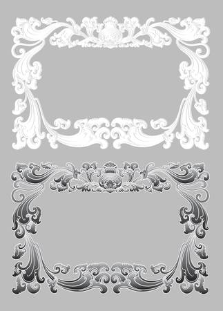Balinese Ornament Frame 2b  Blank frame with floral ornament decoration のイラスト素材