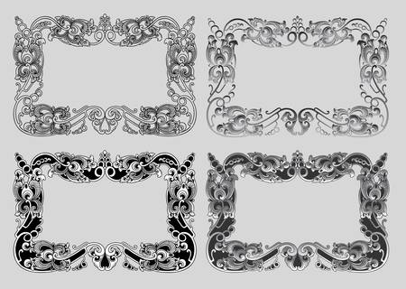 Balinese Ornament Frame 3a  Blank frame with floral ornament decoration のイラスト素材