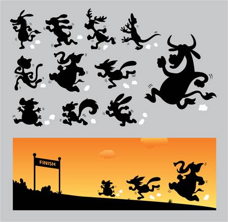 Cartoon Running Silhouettesのイラスト素材