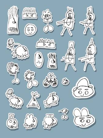 Naif Doodle Icons Vectorのイラスト素材