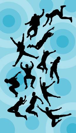Man Jumping Silhouettes Vector  Good use for symbol, logo, sticker, wallpaper, etc のイラスト素材