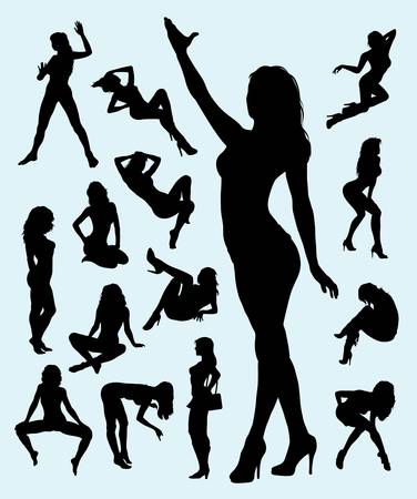 Sexy Girl Gesture Silhouettes  Nice and smooth vector, good use for symbol, logo, or any design you want  Easy to use のイラスト素材